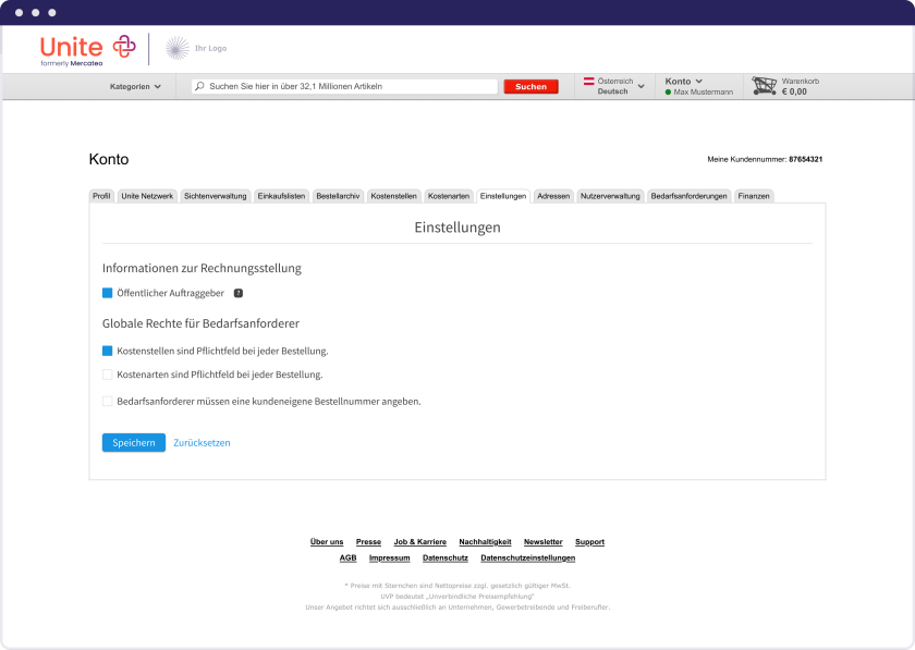 Kostenstellen und Kostenarten als Pflichtfeld
