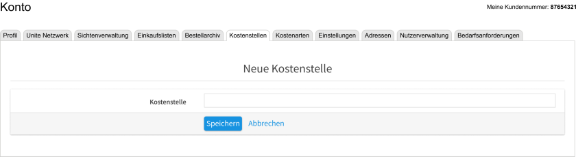 Melden Sie sich bei Ihrem Konto an und gehen Sie zum Menüpunkt „Kostenarten“.