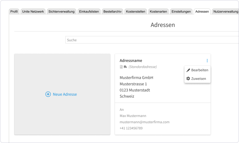 Adress- und Kontaktdaten bearbeiten