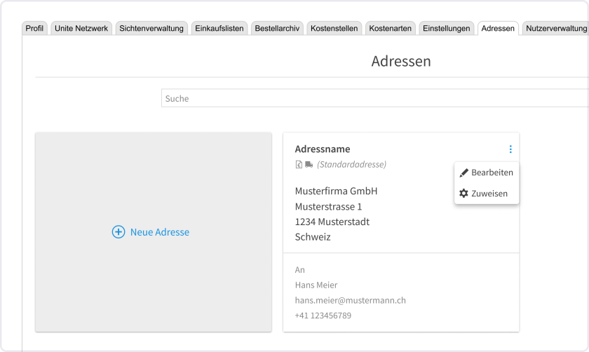 Adress- und Kontaktdaten bearbeiten