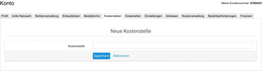 Melden Sie sich bei Ihrem Konto an und gehen Sie zum Menüpunkt „Kostenarten“.