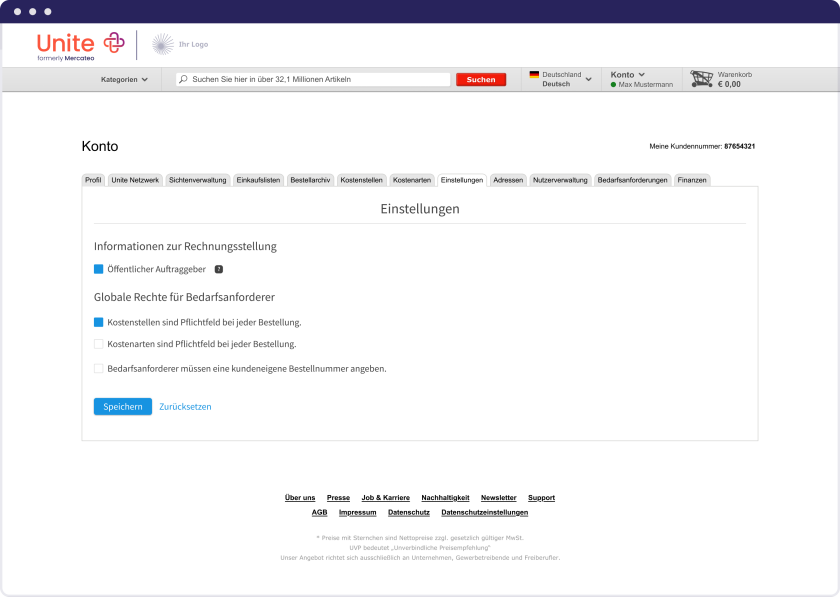 Kostenstellen und Kostenarten als Pflichtfeld