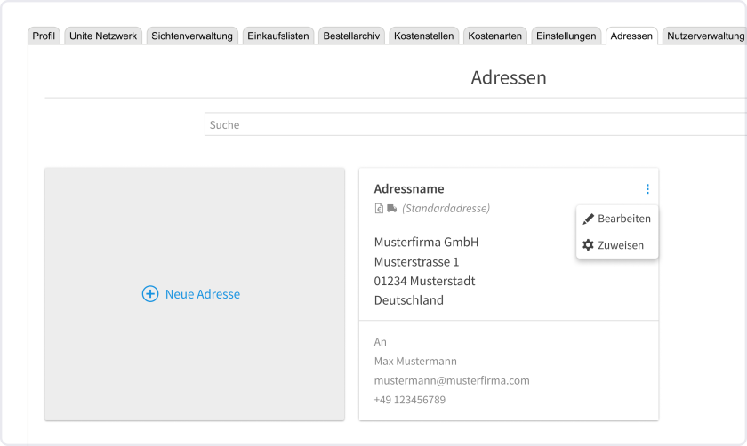 Adress- und Kontaktdaten bearbeiten