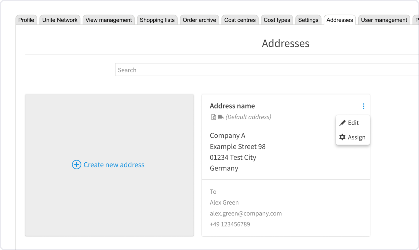 How to edit address information and contact data
