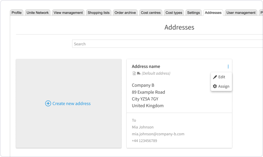 How to edit address information and contact data