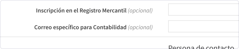 Imagen que muestra el campo para añadir la dirección de correo electrónico específica para Contabilidad