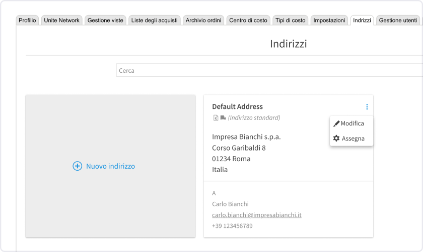 Come modificare gli indirizzi e i dati di contatto